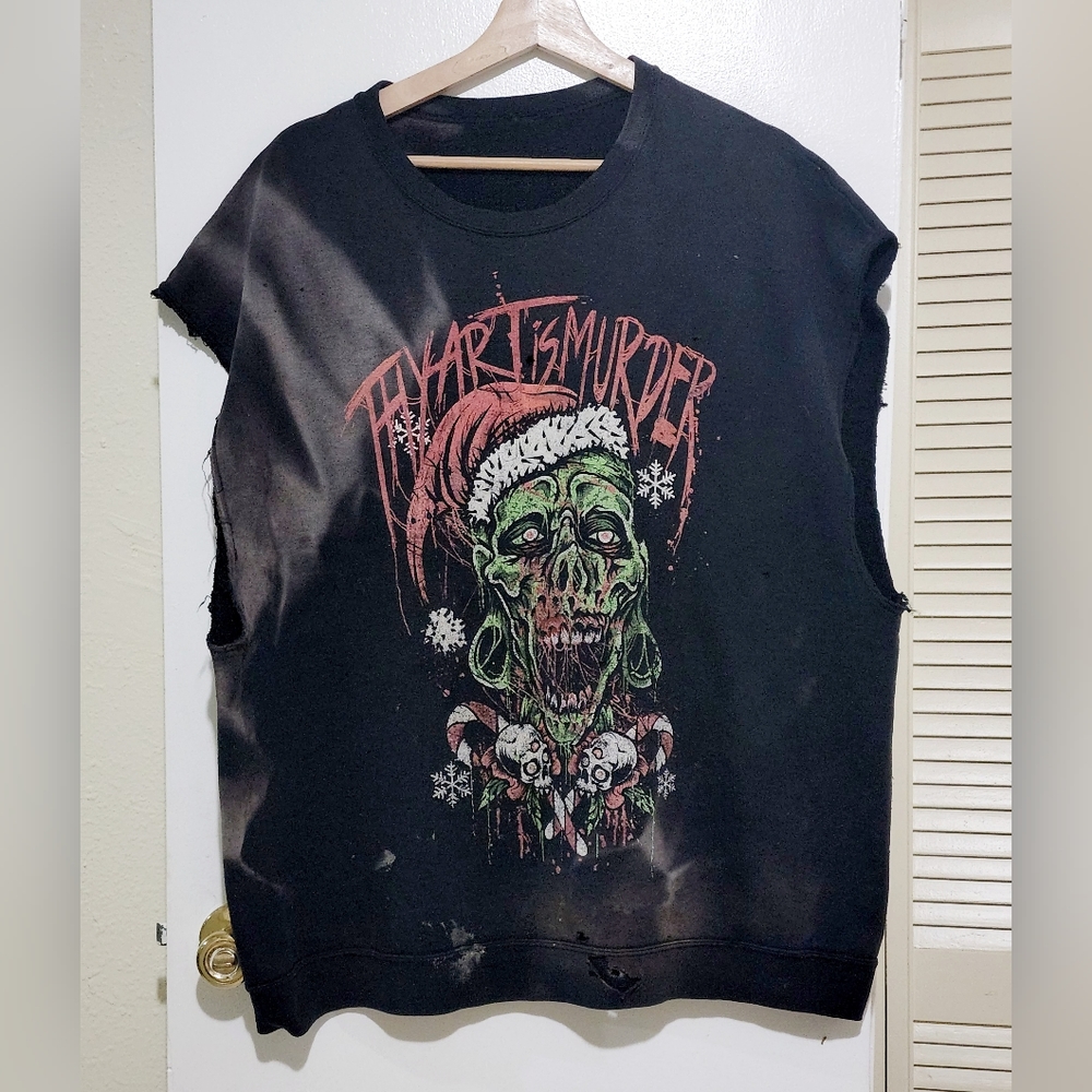 Thy Art is Murder Distressed Sleeveless Crew Neck Sweater sXXL Ugly Christmass